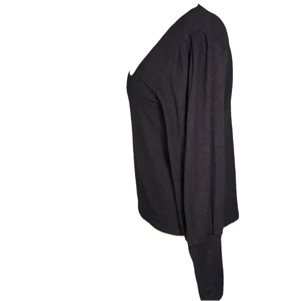 Madewell Women’s Brushed Puff Sleeve Sweater Top Black Size Medium